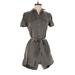 Ann Taylor LOFT Romper Collared Short sleeves: Gray Print Rompers - Women's Size 2