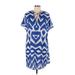 H&M Casual Dress - Mini Tie Neck Short sleeves: Blue Dresses - New - Women's Size Large