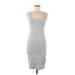 Zenana Casual Dress - Bodycon Square Sleeveless: Gray Marled Dresses - Women's Size Medium