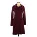 525 America Casual Dress - Sweater Dress Cowl Neck Long sleeves: Burgundy Solid Dresses - Women's Size Medium