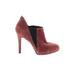 BCBG Paris Ankle Boots: Slip-on Stilleto Cocktail Burgundy Print Shoes - Women's Size 8 - Almond Toe