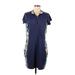 Pebble Beach Casual Dress - Shift Collared Short sleeves: Blue Dresses - New - Women's Size Large