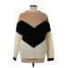 Haute Rogue Pullover Sweater: Tan Chevron/Herringbone Tops - Women's Size Medium