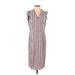 Karl Lagerfeld Paris Casual Dress - Sheath V-Neck Sleeveless: Pink Stripes Dresses - Women's Size 4