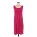 Slinky Brand Casual Dress - Shift Scoop Neck Sleeveless: Pink Print Dresses - Women's Size X-Small