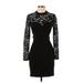 Guess Casual Dress - Party Mock Long sleeves: Black Solid Dresses - Women's Size 2