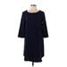 BB Dakota Casual Dress - Mini Scoop Neck 3/4 sleeves: Blue Solid Dresses - Women's Size Small