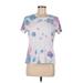 Croft & Barrow Short Sleeve T-Shirt: Purple Paint Splatter Print Tops - Women's Size Medium Petite