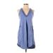 Daily Practice By Anthropologie Casual Dress - Mini V-Neck Sleeveless: Blue Print Dresses - Women's Size 2X-Small