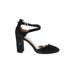 Sam Edelman Heels: Pumps Chunky Heel Cocktail Black Solid Shoes - Women's Size 6 - Almond Toe