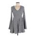 American Rag Cie Casual Dress - Fit & Flare: Gray Marled Dresses - Women's Size Medium