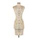 Ronny Kobo Cocktail Dress - Bodycon Crew Neck Sleeveless: Ivory Snake Print Dresses - Women's Size X-Small