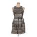 THML Casual Dress - A-Line: Black Stripes Dresses - Women's Size Large