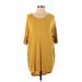 Lularoe Casual Dress - Shift Scoop Neck 3/4 sleeves: Yellow Print Dresses - Women's Size X-Small