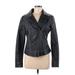 Guess Faux Leather Jacket: Short Black Print Jackets & Outerwear - Women's Size Medium