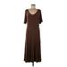 Coldwater Creek Casual Dress - A-Line Scoop Neck Short sleeves: Brown Solid Dresses - Women's Size Medium