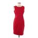 Calvin Klein Casual Dress - Party Scoop Neck Sleeveless: Red Print Dresses - Women's Size 6 Petite