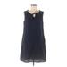 Tommy Bahama Casual Dress - Shift Tie Neck Sleeveless: Blue Solid Dresses - Women's Size Medium