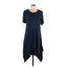 Left Coast by Dolan Casual Dress - High/Low Crew Neck Short sleeves: Blue Marled Dresses - Women's Size Large