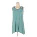 Soma Casual Dress - A-Line Scoop Neck Sleeveless: Teal Print Dresses - Women's Size X-Large