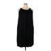 SIMPLE By Suzanne Betro Casual Dress - Shift Crew Neck Sleeveless: Black Print Dresses - New - Women's Size 2X