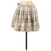 rue21 Casual A-Line Skirt Knee Length: Tan Plaid Bottoms - Women's Size Medium