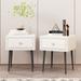 Modern 1-Drawer Nightstand Set of 2, Elegant Rivet Velvet Design Bedside Table with Crystal Handle for Bedroom