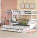 Twin-Over-Full Bunk Bed with Twin size Trundle, Separable Bunk Bed with 3 Drawers for Bedroom, White