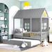 Twin Size Wood House Bed, with Twin Size Trundle Bed, House Type Design, Wooden Daybed, White