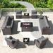 Patio Furniture Sectional Sofa Set, PE Rattan Swivel Rocking Chairs Patio Conversation Set