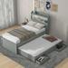 Twin XL Size Platform Bed with Twin Size Trundle and 2 Drawers