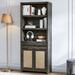 Latitude Run® Titusville 73"H 4 Tier Bookcase w/ File Cabinet Drawer, Bookshelf Storage w/ Doors Wood in Black | 72.8 H x 30 W x 14 D in | Wayfair