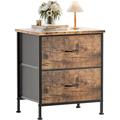 Ebern Designs Nightstand, Small Dresser for Bedroom End Table w/ 2 Drawer Nightstand in Bedside Audriana Wood/Metal in Brown | Wayfair