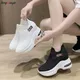 Baskets blanches à paillettes pour femmes chaussures décontractées talons compensés augmentant la