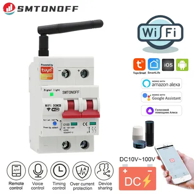 Tuay Smart Life WiFi DC Smart Circuit Breaker 12V 24V 48V Überlast-Kurzschlussschutz mit Alexa Google Home für Smart Home