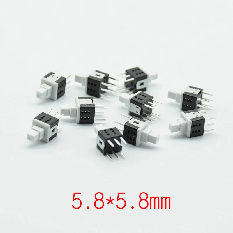 10 stücke 5,8*5,8 Selbst-locking/reset PCB Tastatur Micro Schalter Push Tactile Power Self lock On/Off Rast Schalter 6pin mini 12V 0,1 A Image