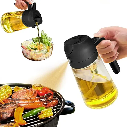 2-in-1 Olivenöl-Sprüher und -Spender 470 ml Glasflasche mit Ausgießer zum Kochen Salat Braten und