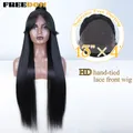 EDOM-Perruques Lace Front Synthétiques avec Frange pour Femmes Noires 36 " Longue Droite Updo