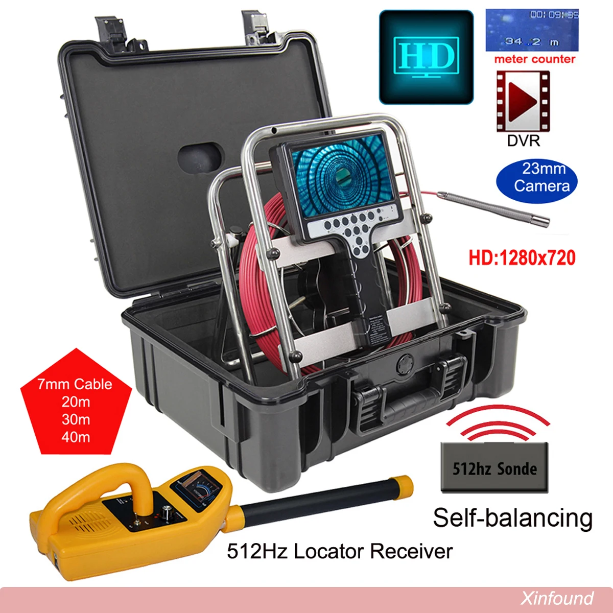 Wopson Neue HD 1280x720 Selbstsichernde 512Hz Kamera DVR Abfluss Kanalisation Inspektion Video Kamera Endoskop kamera Endoskop empfänger Image