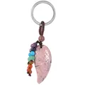 Porte-clé ailes d'ange porte-bonheur 7 Chakra naturel perles en pierre de cristal pendentif en