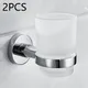 Bathroom Wall-Mounted Toothbrush Holder Frosted Glass Cup Tumbler Zinc Alloy Frame Toothpaste Razor