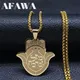Hand of Fatima Jewish Pomegranate Hebrew Necklace for Women Men Stainless Steel Fish Hamsa Necklaces