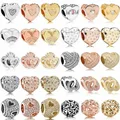 Fashion Openwork Romantic Heraldic Mother Open You Heart Fan of Love Charm 925 Sterling Silver Beads