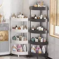 Movable Bathroom Corner Triangle Shelf Floor-Standing 4/5 Tier Storage Shelf Corner Storage Cabinet