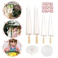 6PCS White Umbrella Paper Parasol Chinese Paper Umbrellas Photography Props For Baby Shower Party