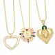 FLOLA Big Rainbow Cz Crystal Heart Necklaces for Women Copper Gold Plated Virgin Mary Necklaces