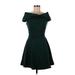 Lulus Casual Dress - A-Line: Green Solid Dresses - New - Women's Size Small