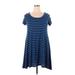 Espresso Casual Dress - Mini Scoop Neck Short sleeves: Blue Print Dresses - Women's Size X-Large