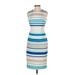 Calvin Klein Casual Dress - Midi Boatneck Sleeveless: Blue Stripes Dresses - Women's Size 2