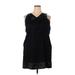 Fashion Bug Casual Dress - Shift High Neck Sleeveless: Black Solid Dresses - Women's Size 18